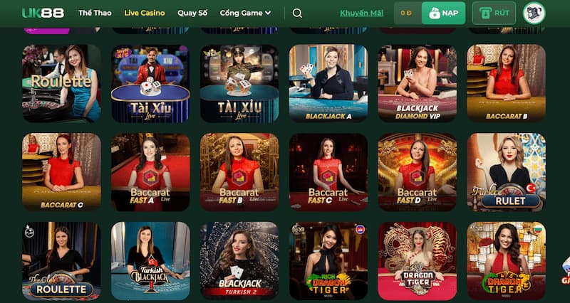 Các game Casino online Uk88 được nhiều người đón nhận