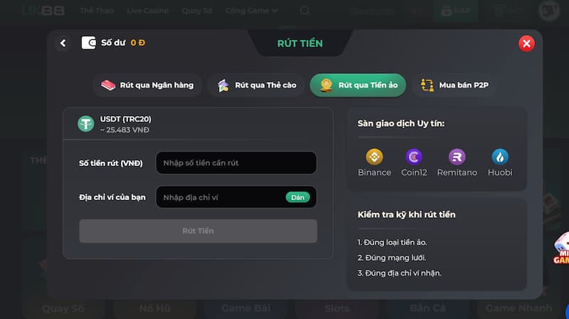 Điều kiện cần quan tâm khi rút tiền UK88